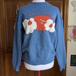 Sun And Clouds Blue Sweater